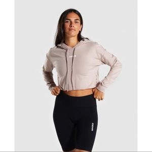 GYMSHARK Taupe Cropped Hoodie